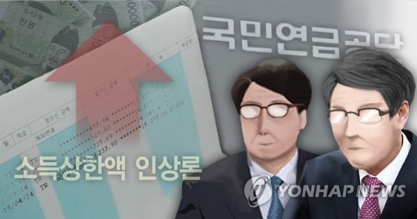 국민연금 소득상한액 인상론 제기(PG)[제작 이태호] 사진합성, 일러스트