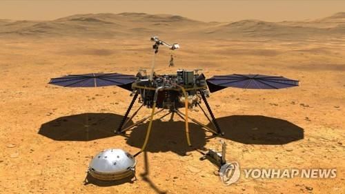 화성 표면에서 지질탐사 중인 인사이트호 상상도[출처: NASA/JPL-Caltech]