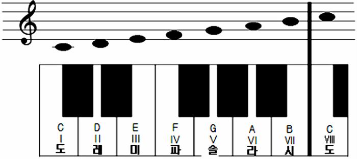 반음으로 따져 12개 음이 있는 7음계