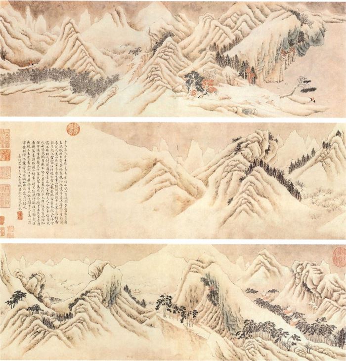 107 문징명(文徵明 명  1470~1559) 관산적설도(關山積雪圖) 1528년 25.3+445.2