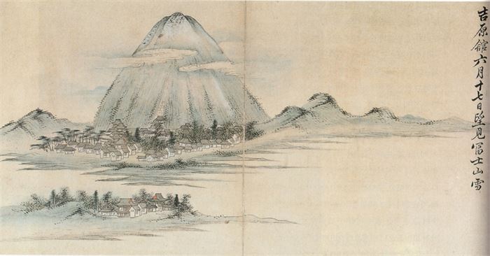 158 이성린(李聖麟 조선 1718~1777) 망견부사산설도(望見富士山雪圖) 1748년 35.2+70.3 국립중앙박물관