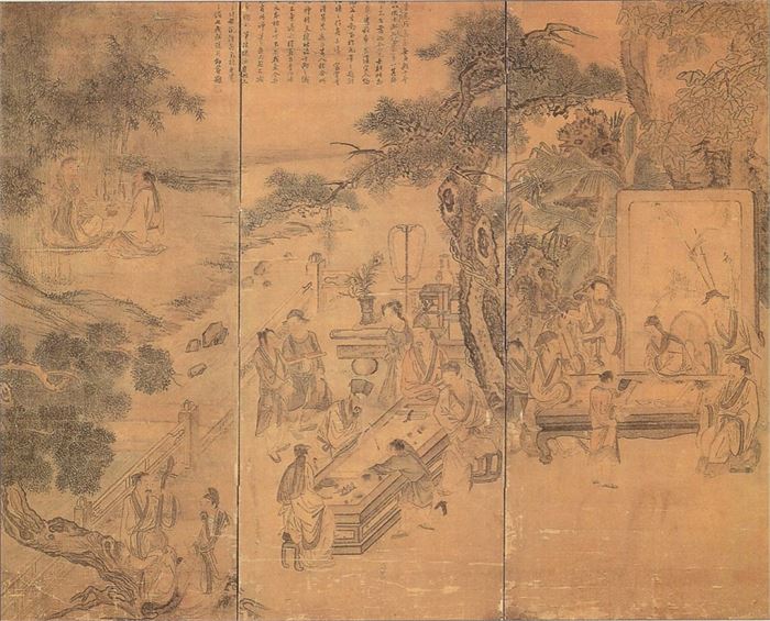 163 김홍도(檀園 金弘道 1745~1806) 서원아집도(西園雅集圖) 1778년 122.7+287.4 국립중앙박물관