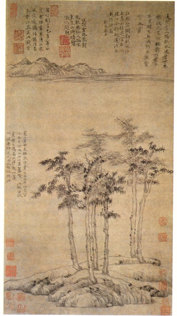 예찬(倪瓚, 1301~1374) - 육군자도(六君子圖)