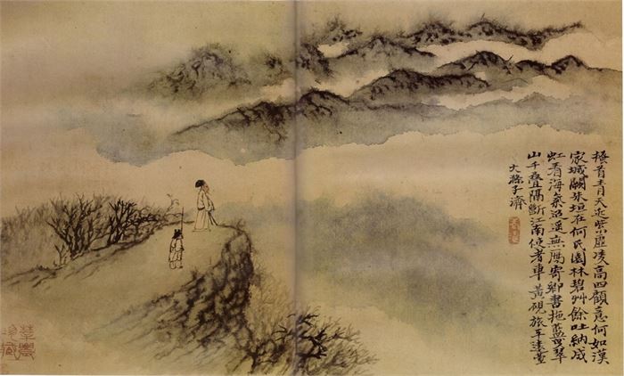 석도(石濤, 1642~1707) - 황연려시의도(黃硯旅詩意圖)(1)(右)