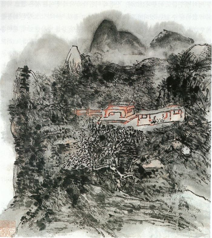 335 황빈홍(黃賓虹 1865~1955) 산수도(山水圖) 27.5+25