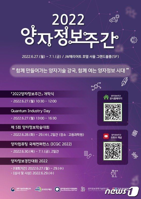 27일 과학기술정보통신부는 이날부터 7월1일까지를 '2022 양자정보주간(Quantum Week)'으로 정하고 다양한 행사를 개최한다고 밝혔다.(과기정통부 제공) © 뉴스1